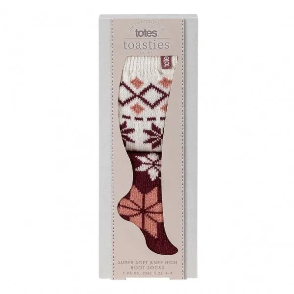 Totes Isotoner KNEE HIGH SUPERSOFT WELLY Womens Socks Berry: One Size