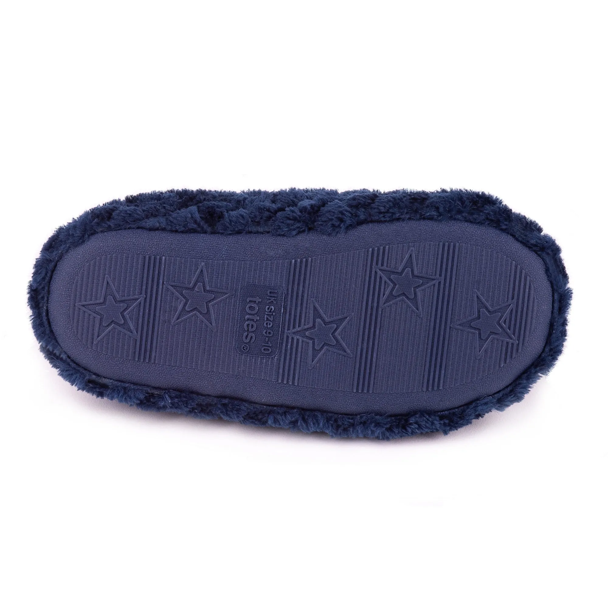 Totes Isotoner NAVY FLEECE Boys Back Slippers Navy