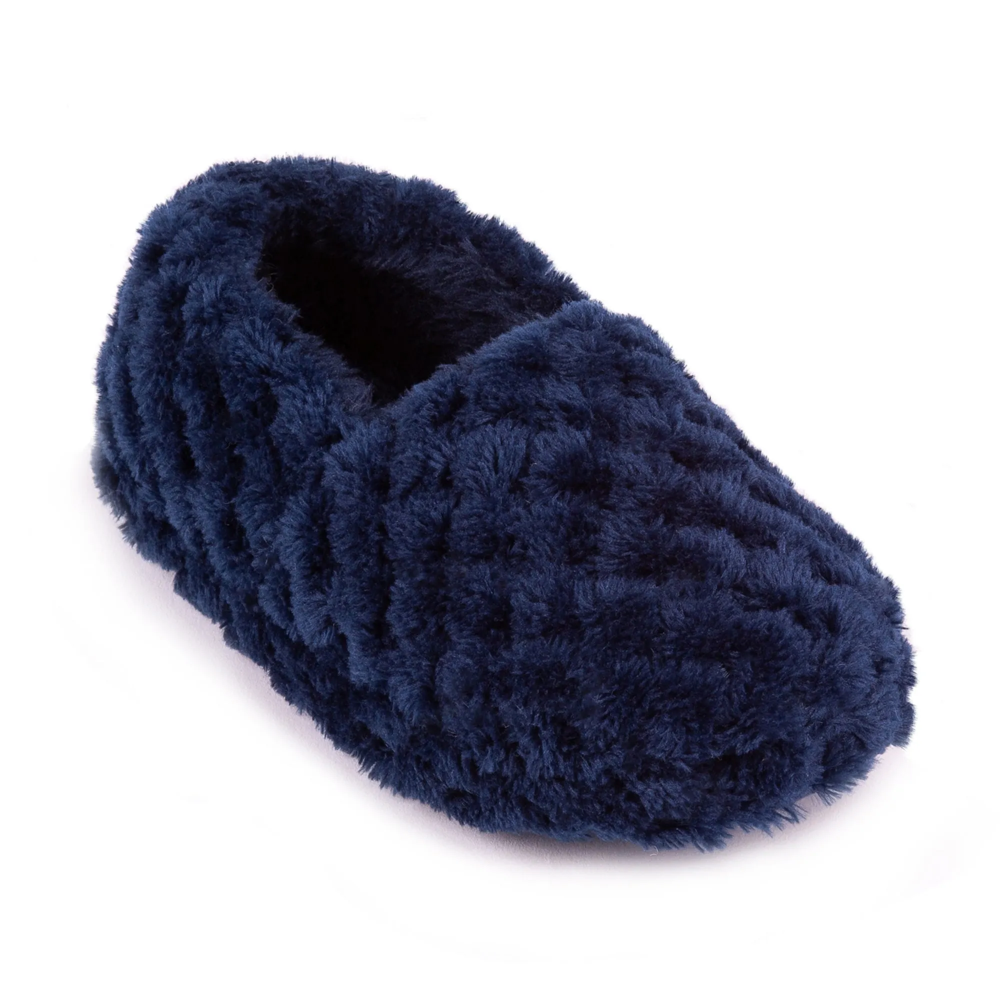Totes Isotoner NAVY FLEECE Boys Back Slippers Navy