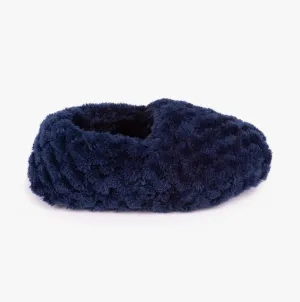 Totes Isotoner NAVY FLEECE Boys Back Slippers Navy