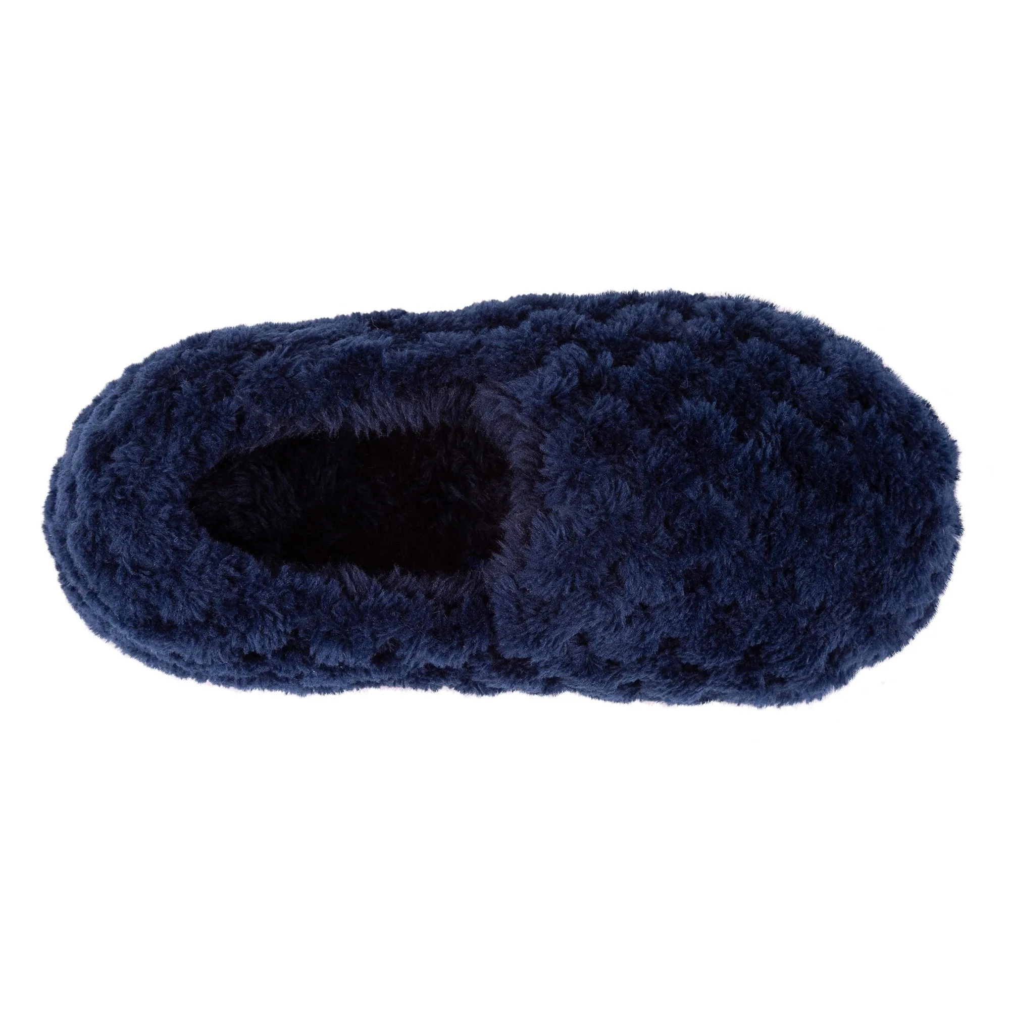 Totes Isotoner NAVY FLEECE Boys Back Slippers Navy