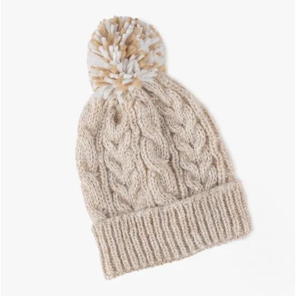 Totes Toasties COLD WEATHER Womens Cable Knit Hat And Gloves Set Cream: