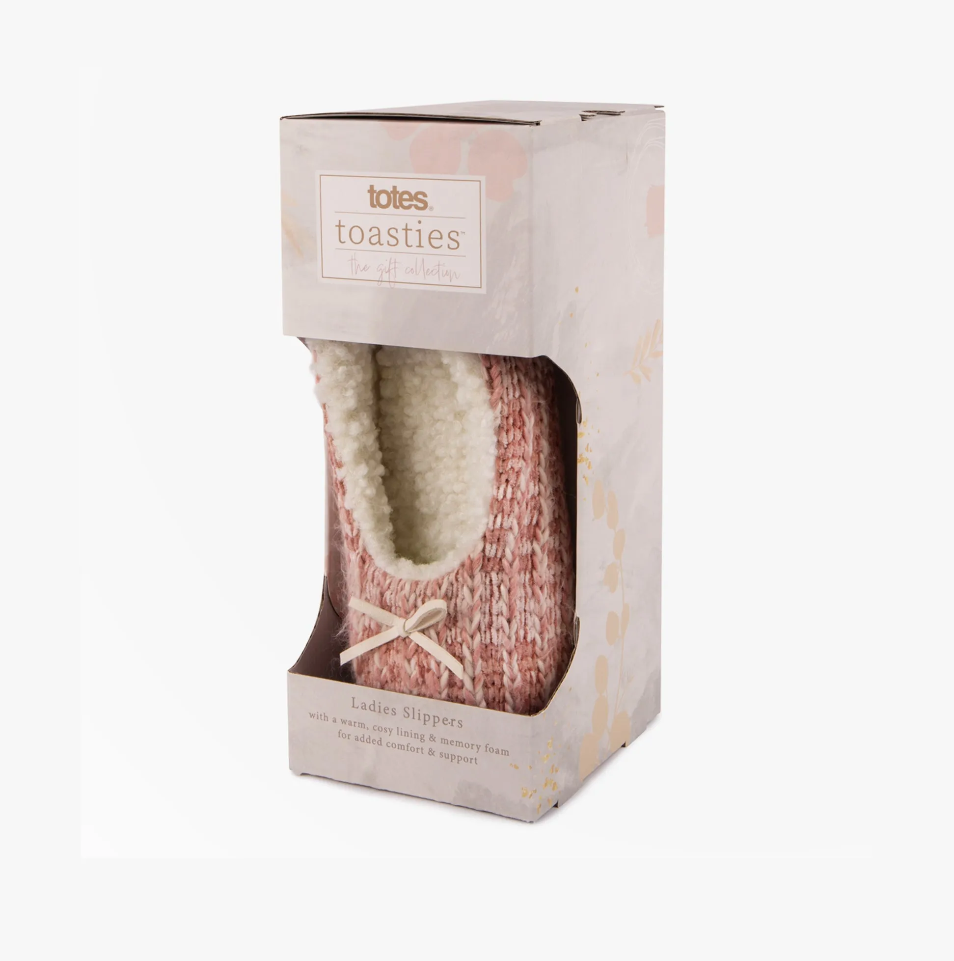 Totes Toasties KNITTED Ballet Slippers Womens Pink