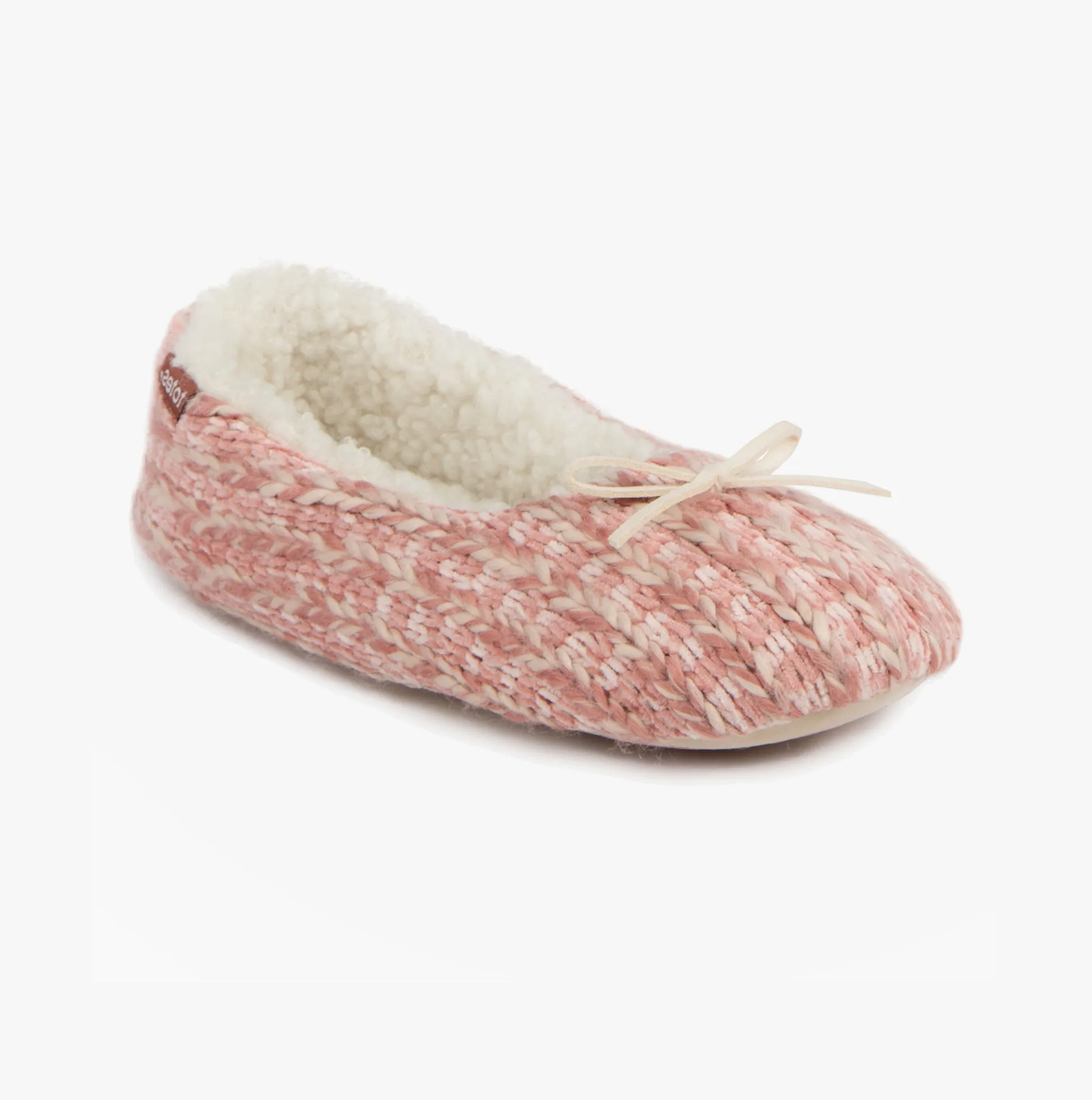 Totes Toasties KNITTED Ballet Slippers Womens Pink