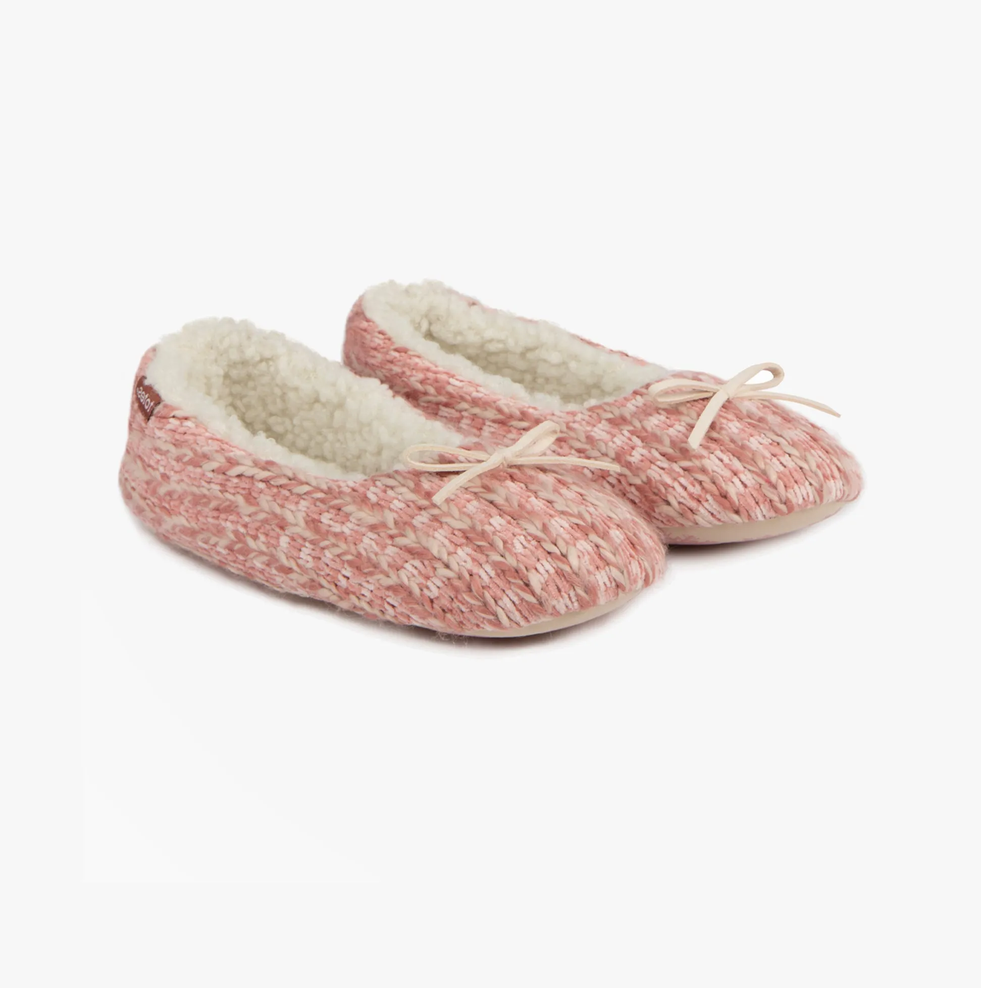 Totes Toasties KNITTED Ballet Slippers Womens Pink