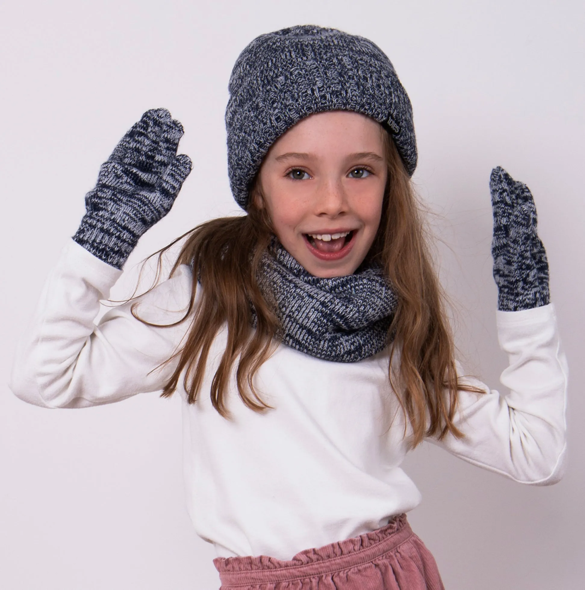 Totes Toasties KNITTED HAT GLOVE AND SNOOD SET Unisex Kids Navy