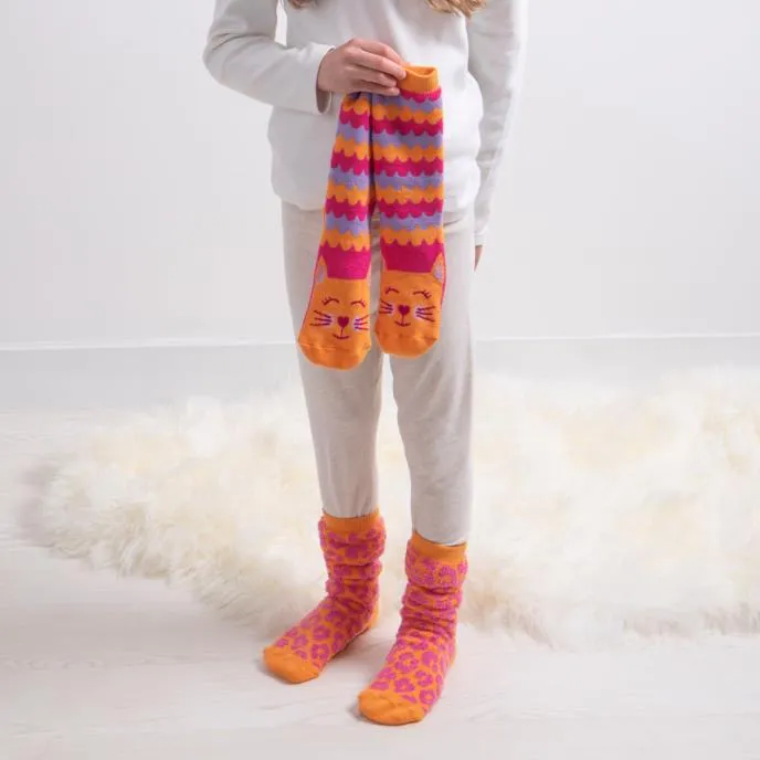 Totes Toasties ORIGINAL Slipper Socks  (Twin Pack) Unisex Kids Socks Cat