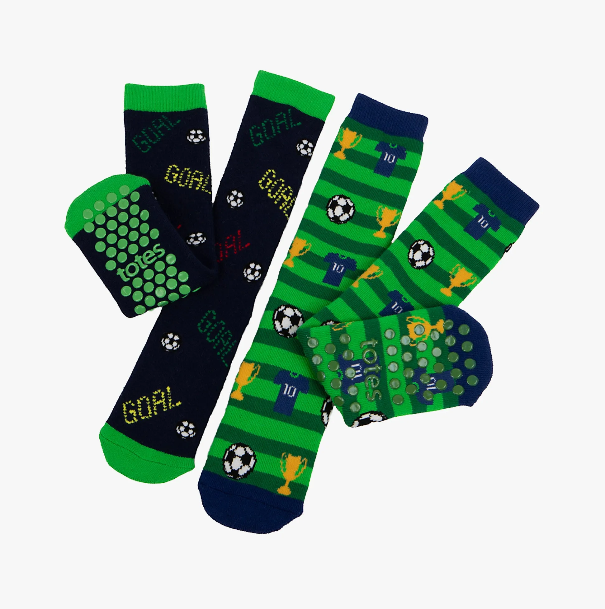 Totes Toasties ORIGINAL Slipper Socks  (Twin Pack) Unisex Kids Socks Football