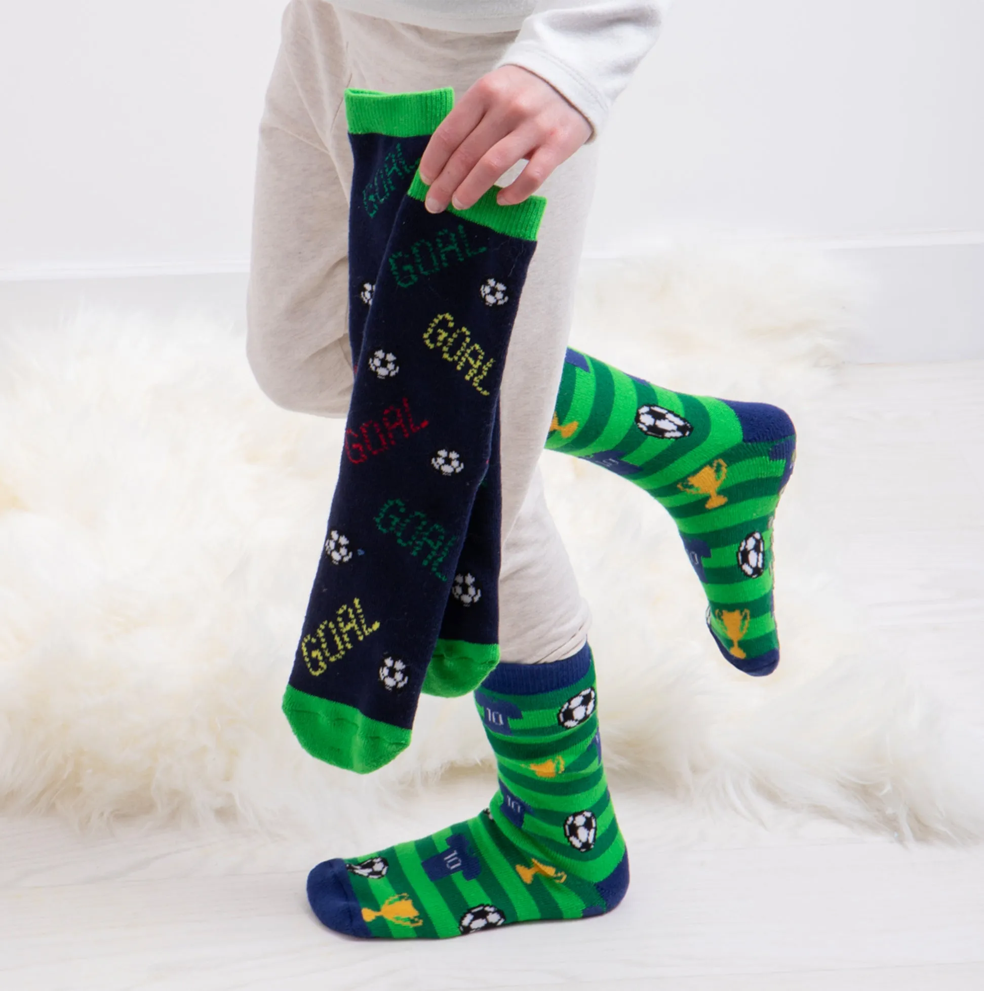 Totes Toasties ORIGINAL Slipper Socks  (Twin Pack) Unisex Kids Socks Football
