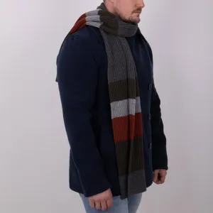Totes Toasties RIB KNITTED BLOCK STRIPE SCARF Mens Multi