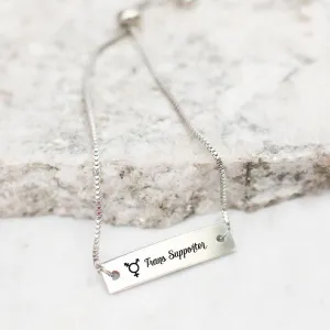 Trans Supporter Silver Bar Adjustable Bracelet