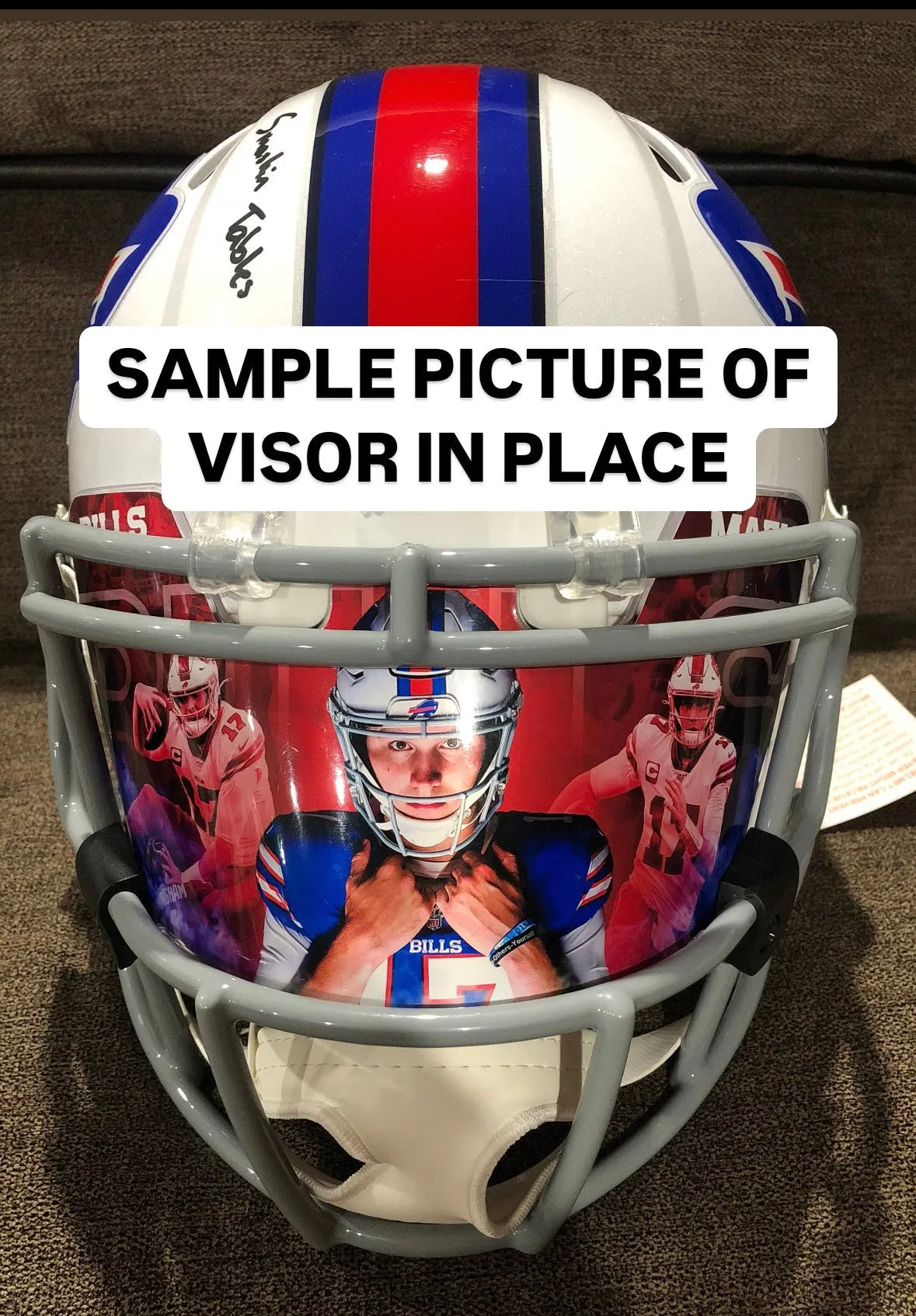 Travis Kelce Custom Visor for Any Full Size Riddell Helmet (Universal Fit)