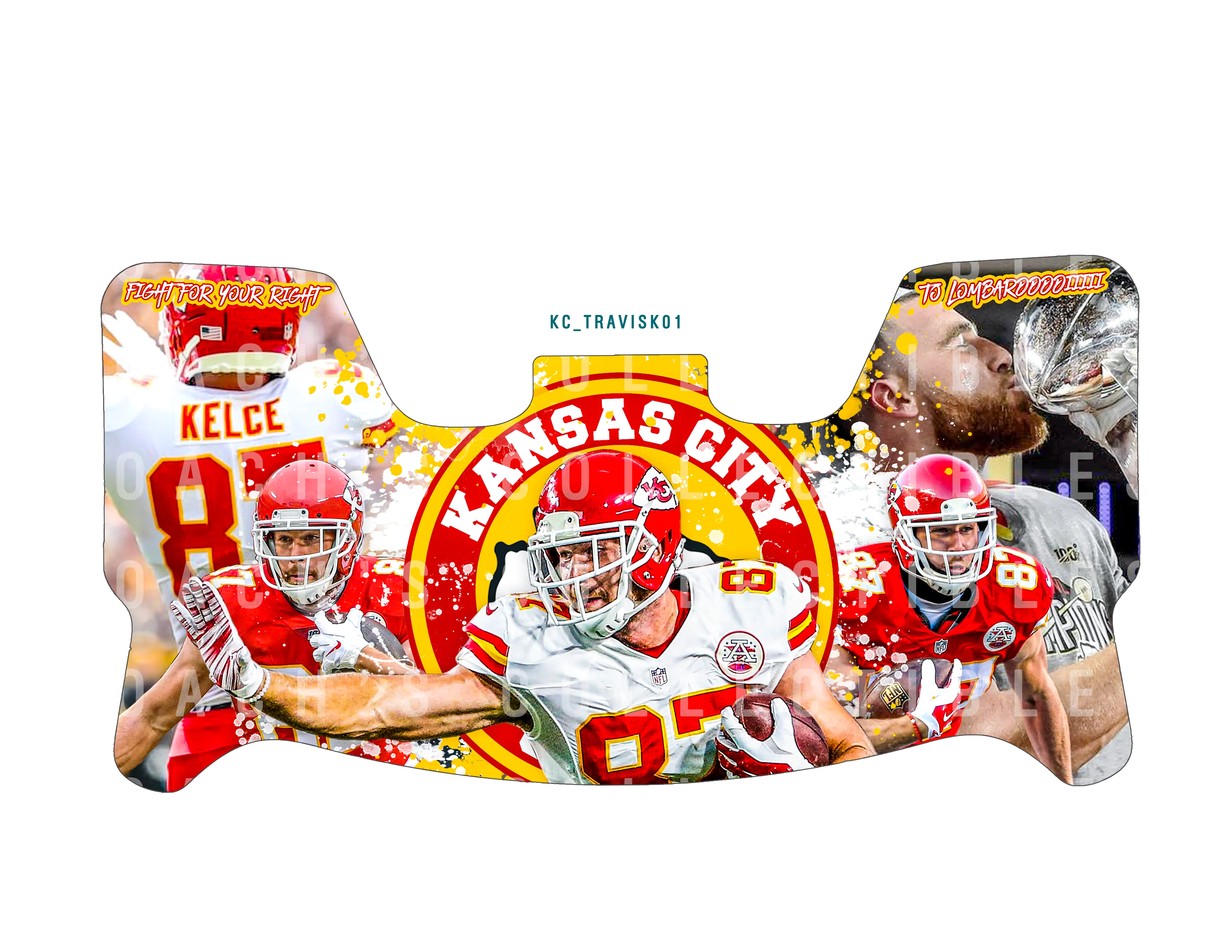 Travis Kelce Custom Visor for Any Full Size Riddell Helmet (Universal Fit)