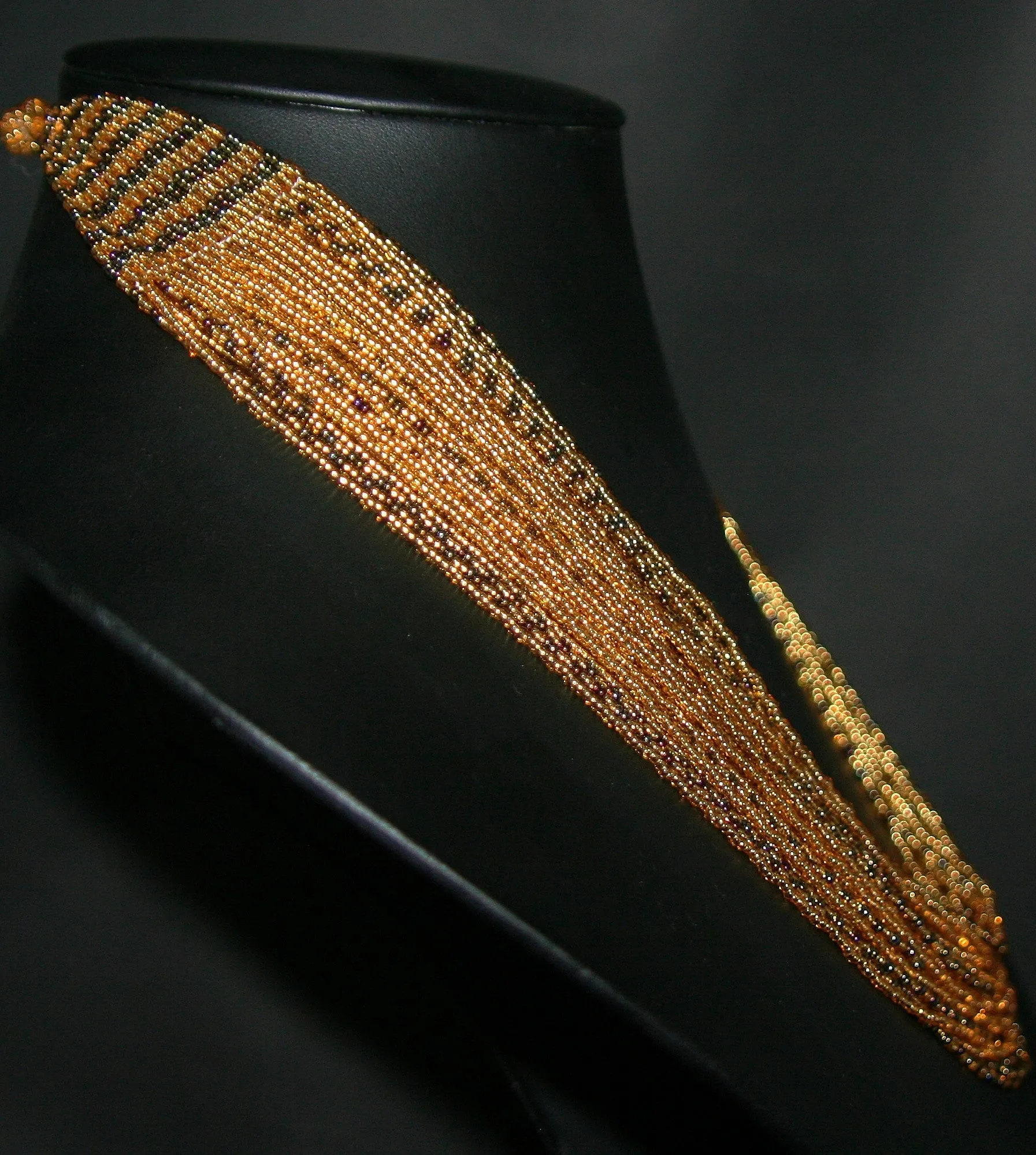 Tribal Beaded Multistrand African Necklace Gold & Graphite Colors