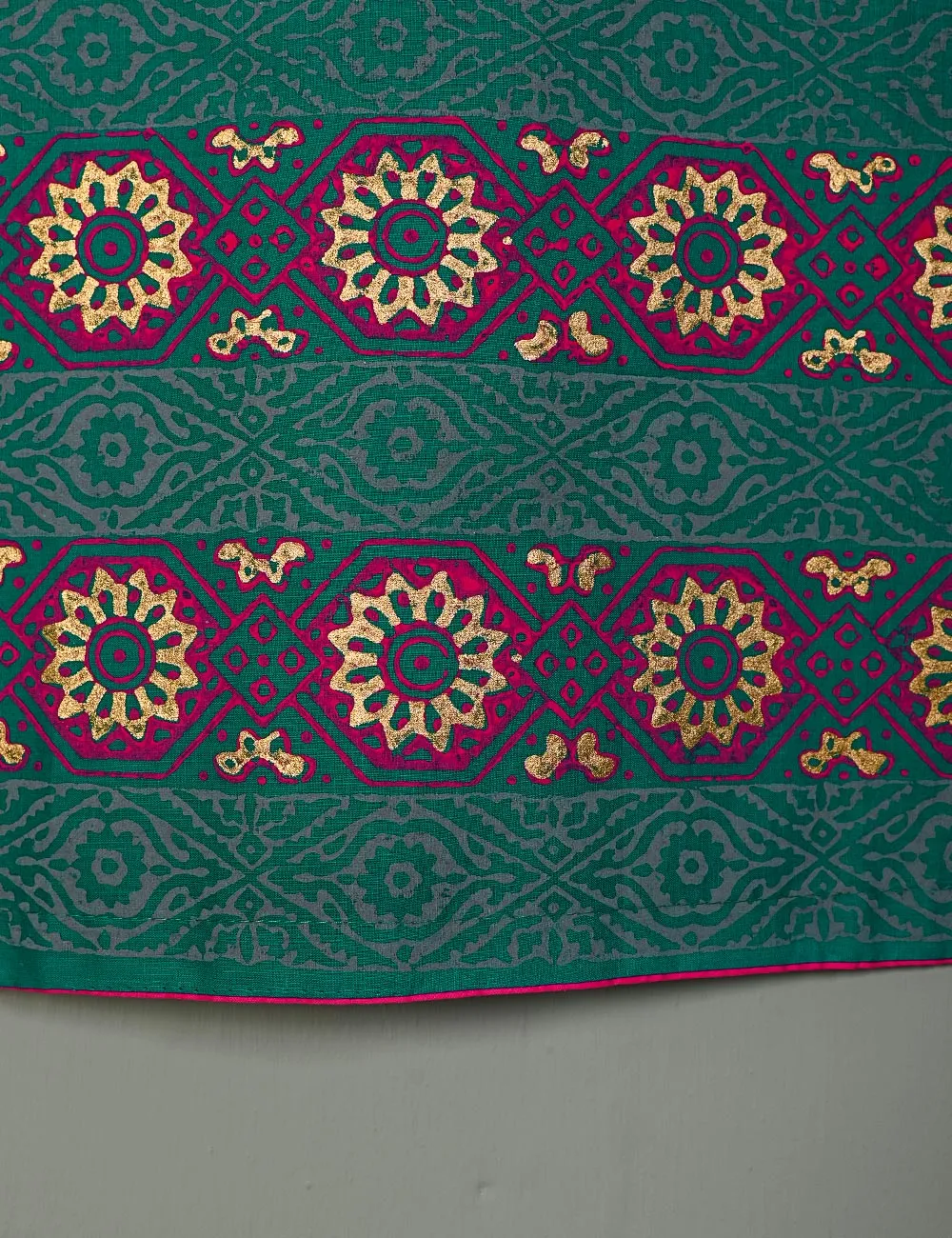 TS-119B-Green - Cotton Block Printed Stitched