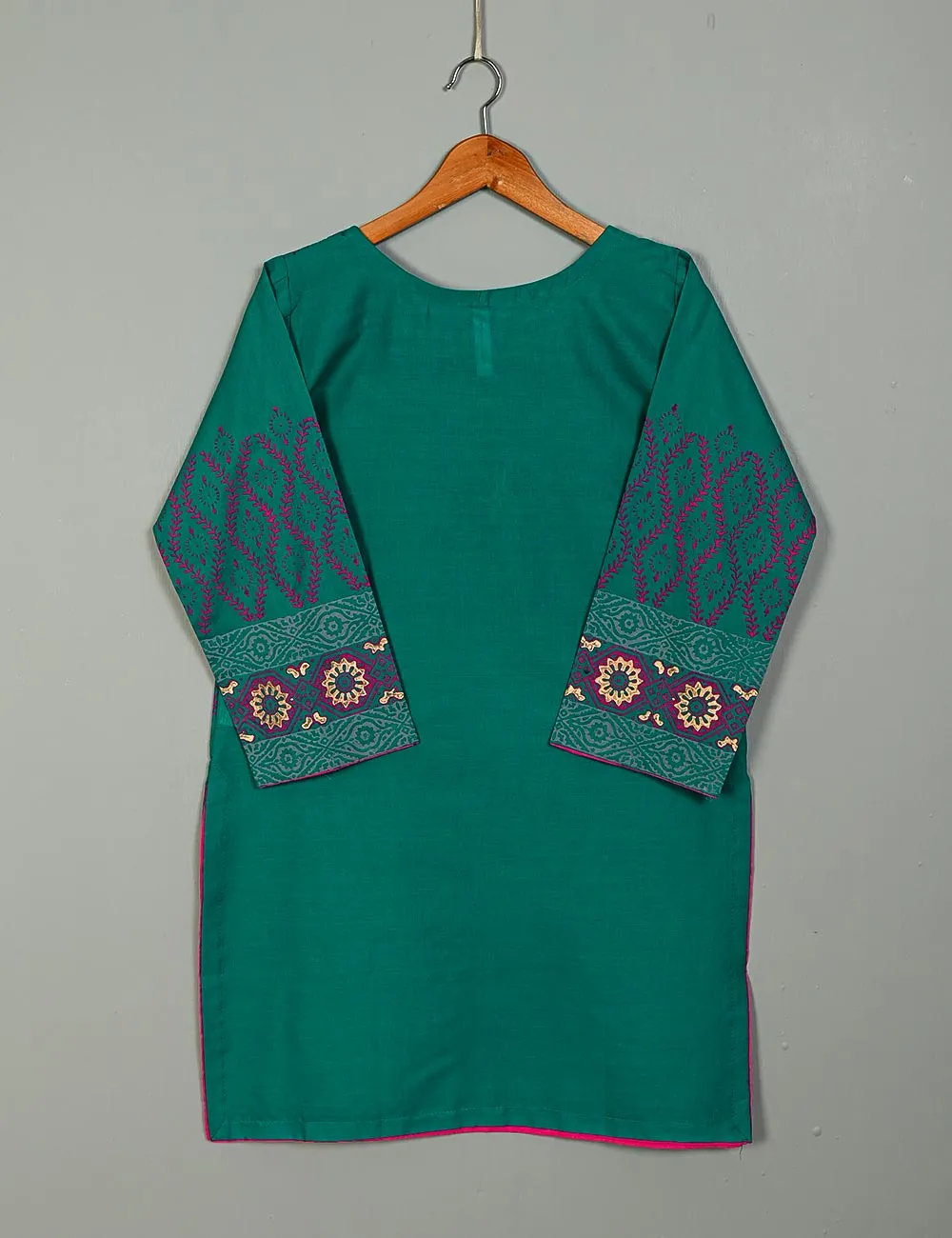 TS-119B-Green - Cotton Block Printed Stitched