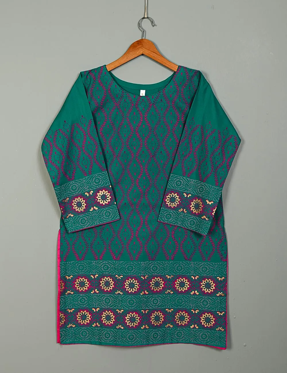 TS-119B-Green - Cotton Block Printed Stitched