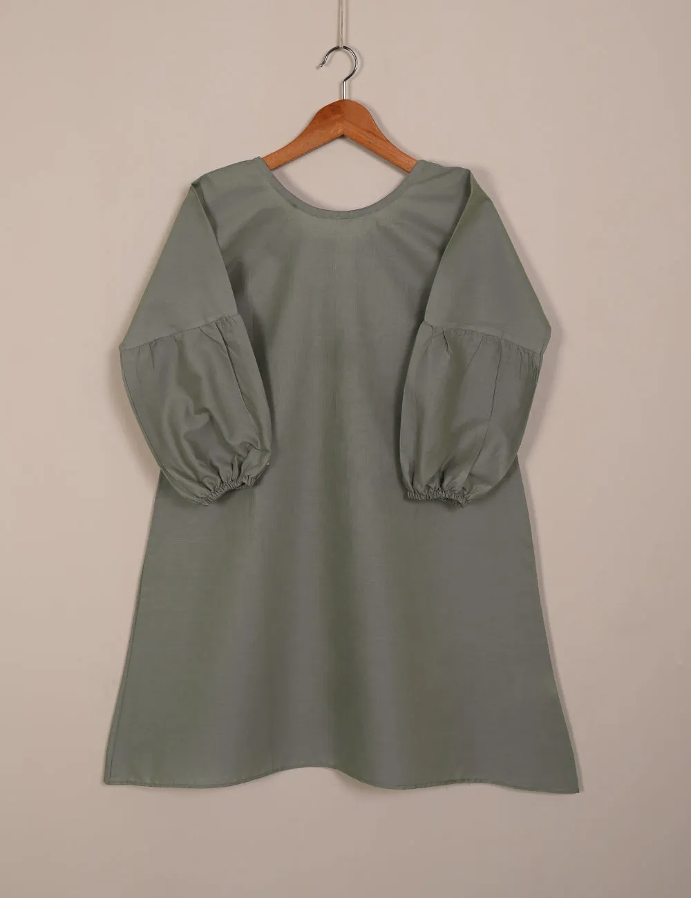 TS-134-GreeenishGrey - Cotton Open Button Kurti