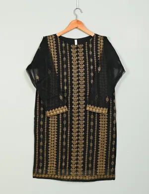TS-197A-Black - Organza Embroidered Kurti
