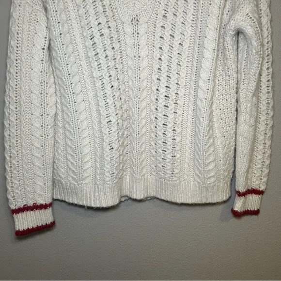 Velvet by Graham &amp; Spencer neutral wool blend cable knit sweater women sz medium