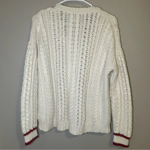 Velvet by Graham &amp; Spencer neutral wool blend cable knit sweater women sz medium