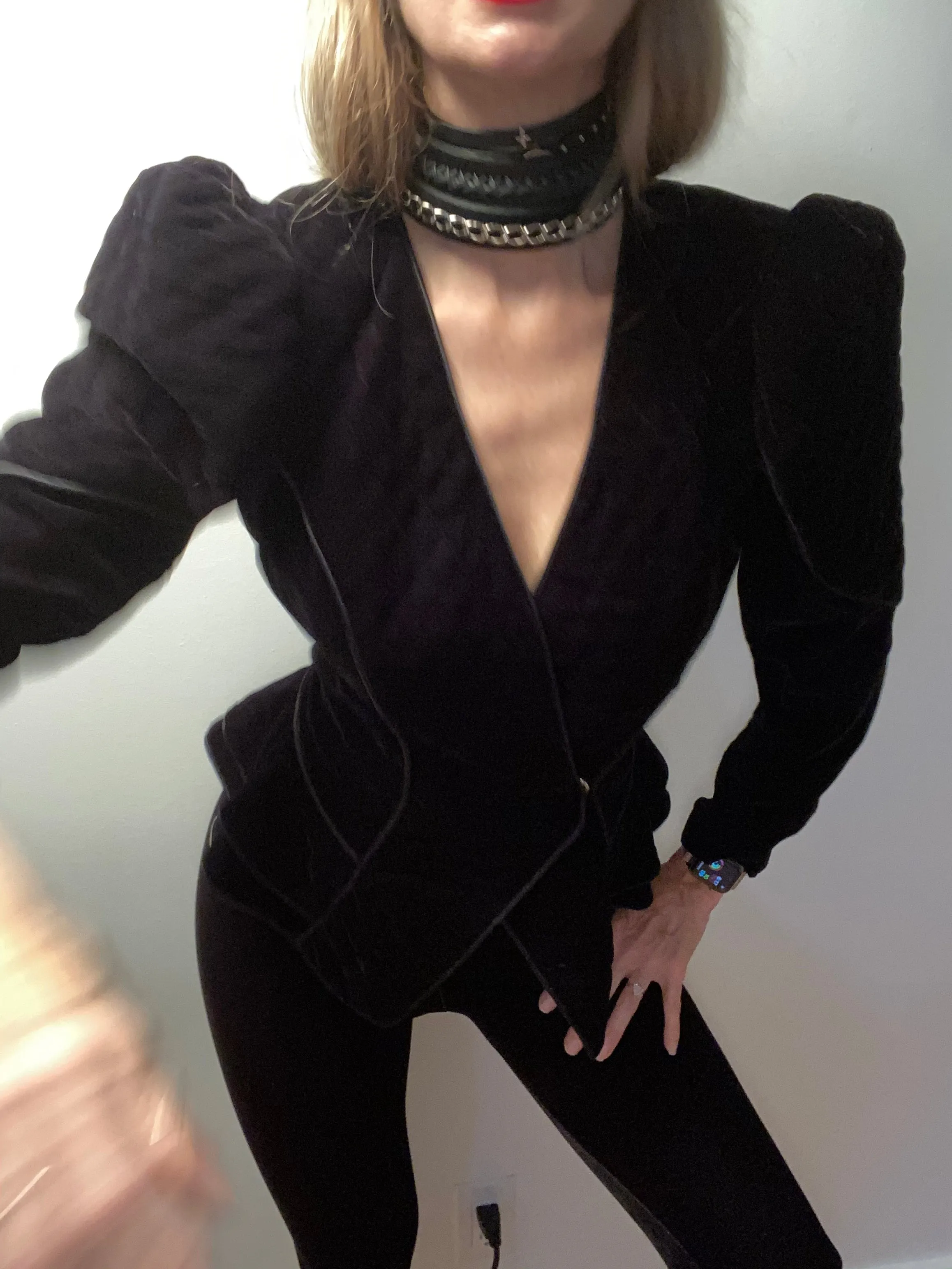 Velvet corset puff sleeve Cropped Jacket