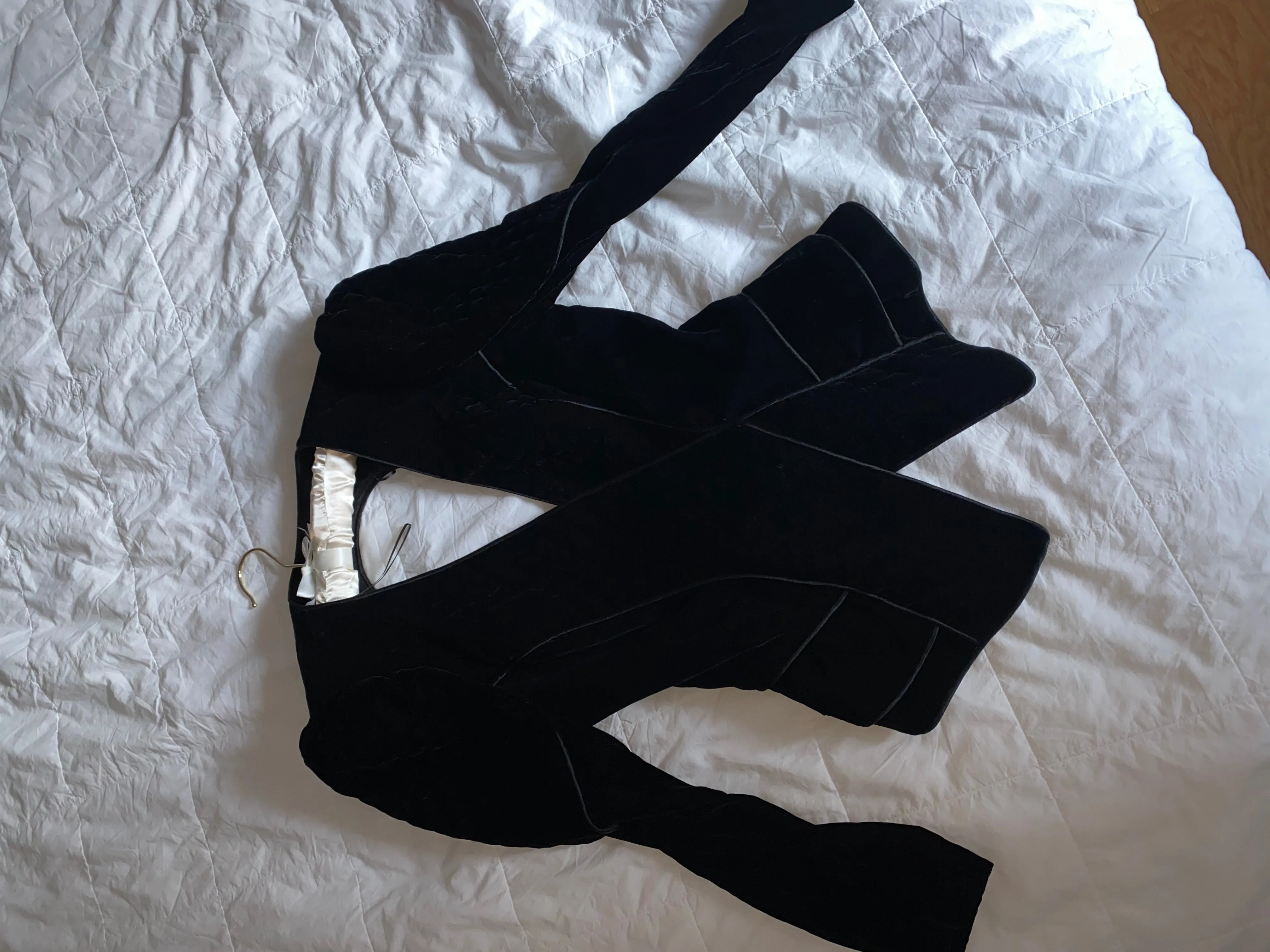 Velvet corset puff sleeve Cropped Jacket