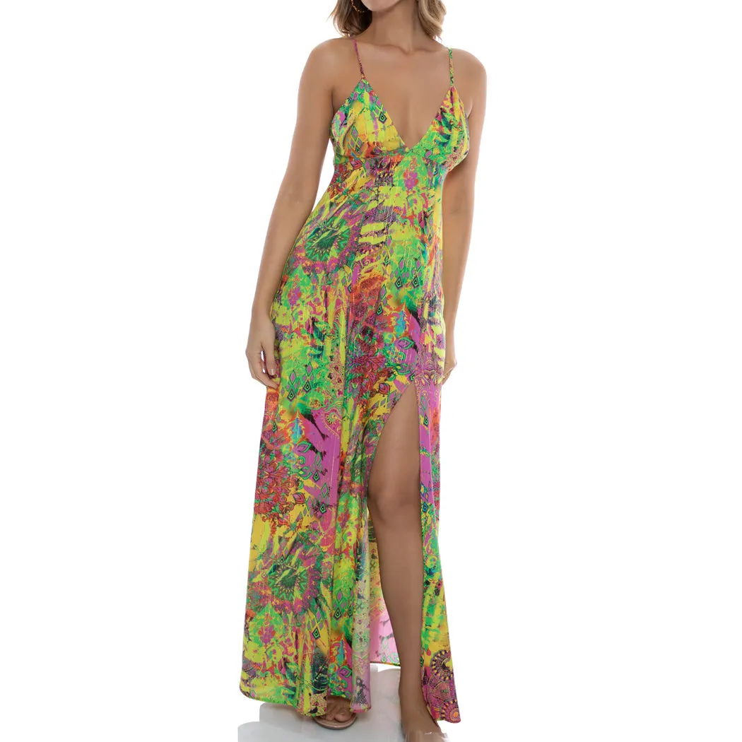 VICE CITY - Bralette Side Slit Maxi Dress