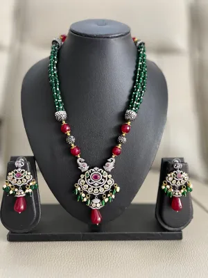 Victorian CZ Beaded Necklace Set