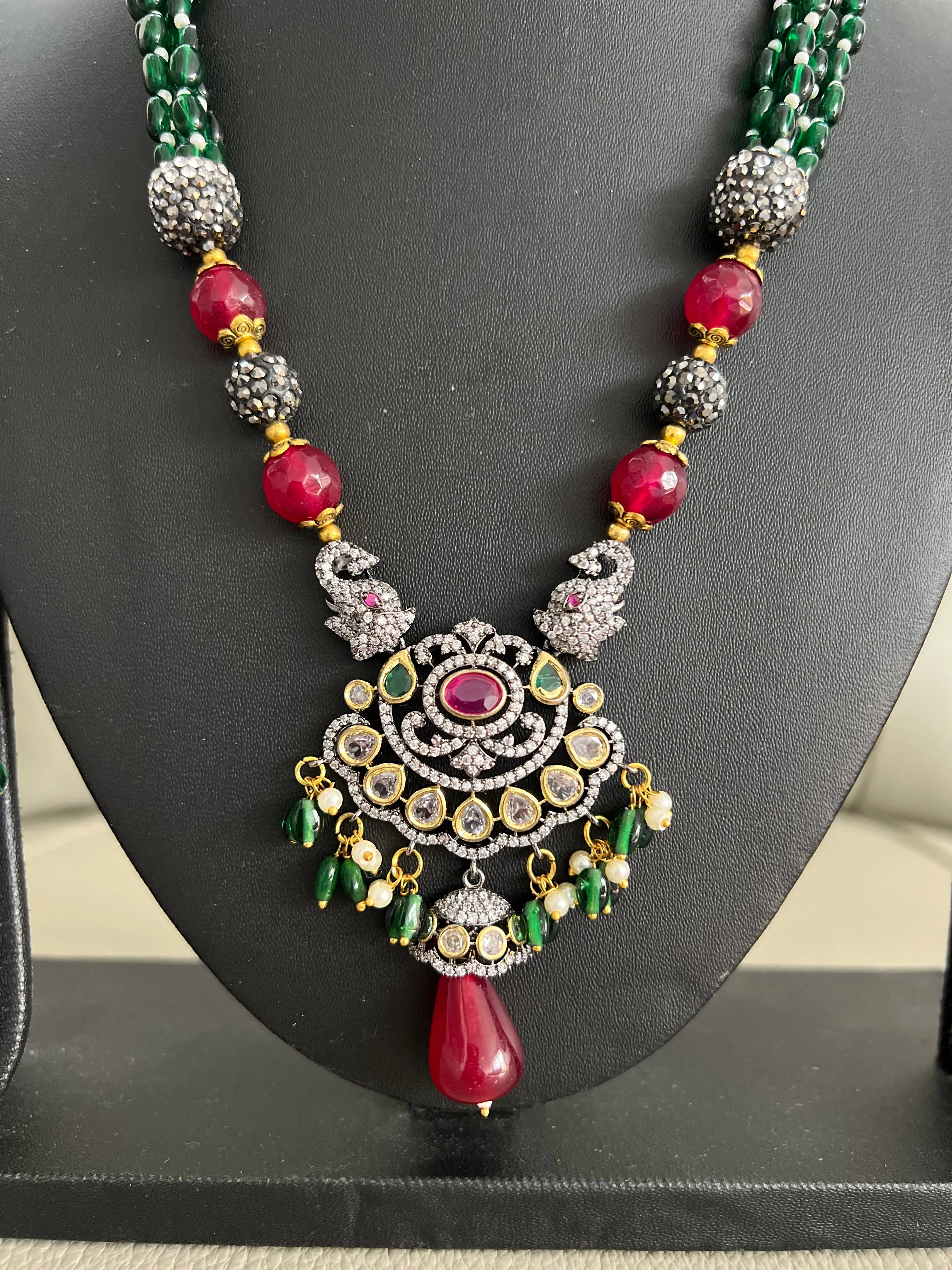Victorian CZ Beaded Necklace Set