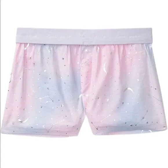 Victoria's Secret Pink Flannel Pajama Sleep Short Boxy Color Tie Dye