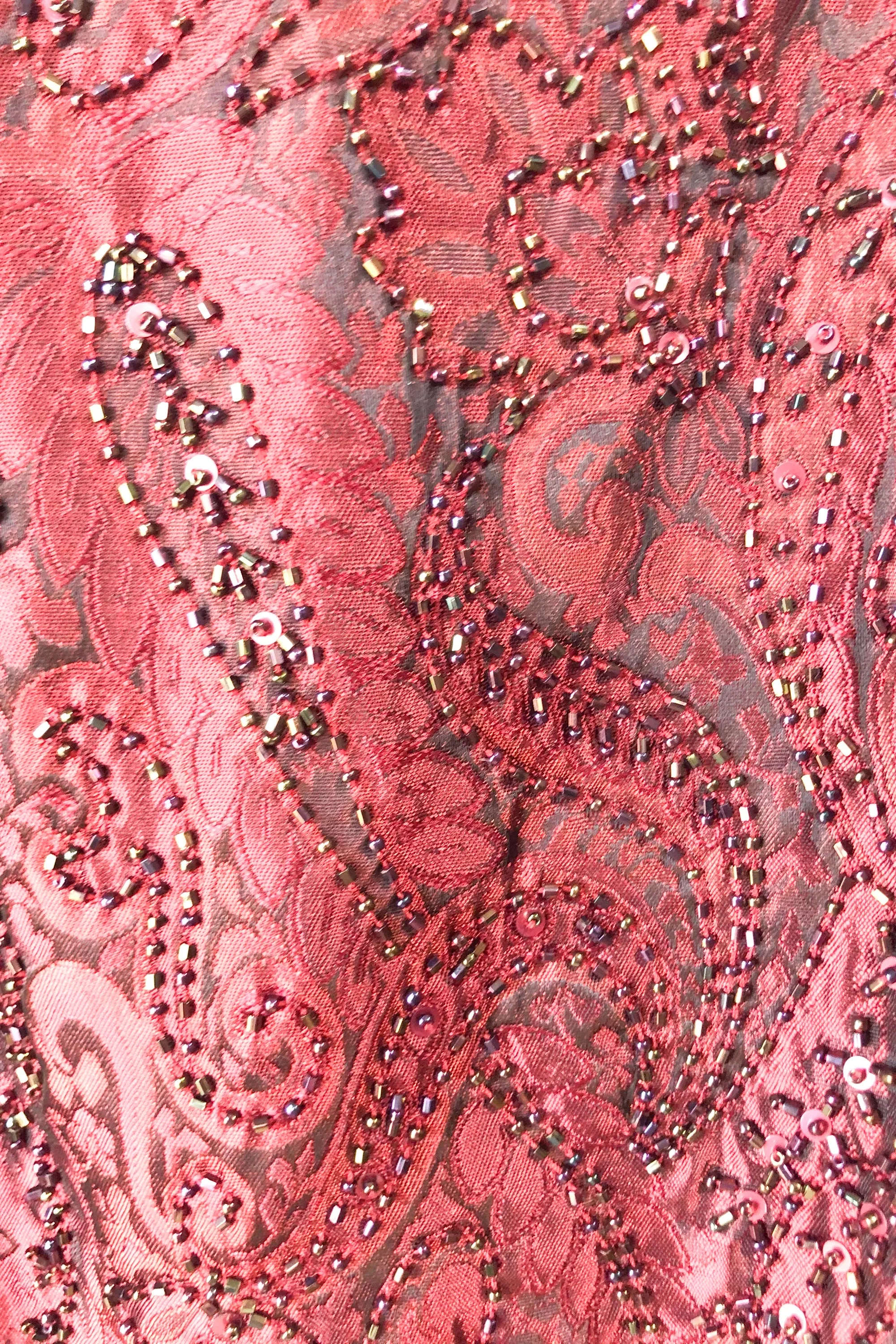 Vintage Carmen Marc Valvo Red Beaded Holiday Tank