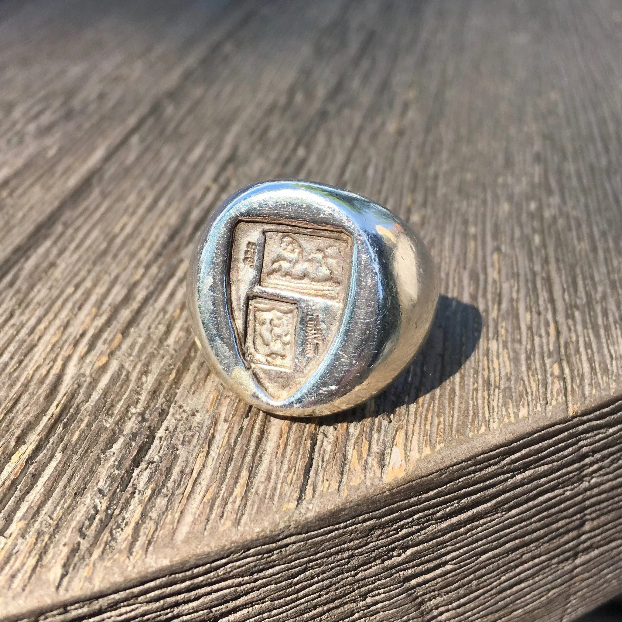Vintage Mens Sterling Silver Coat of Arms COA Signet Crest Large HV Ludager Ring