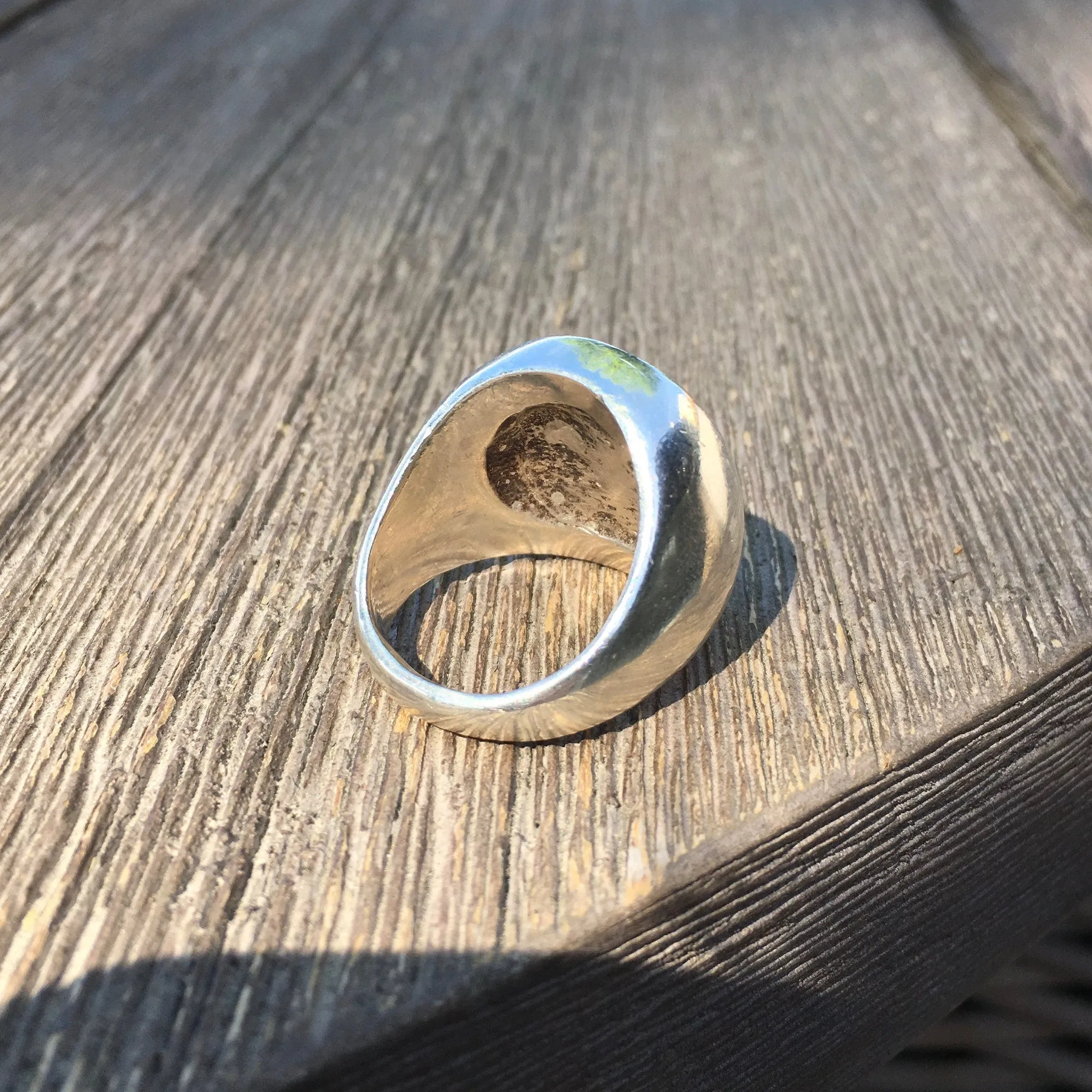 Vintage Mens Sterling Silver Coat of Arms COA Signet Crest Large HV Ludager Ring