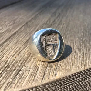Vintage Mens Sterling Silver Coat of Arms COA Signet Crest Large HV Ludager Ring