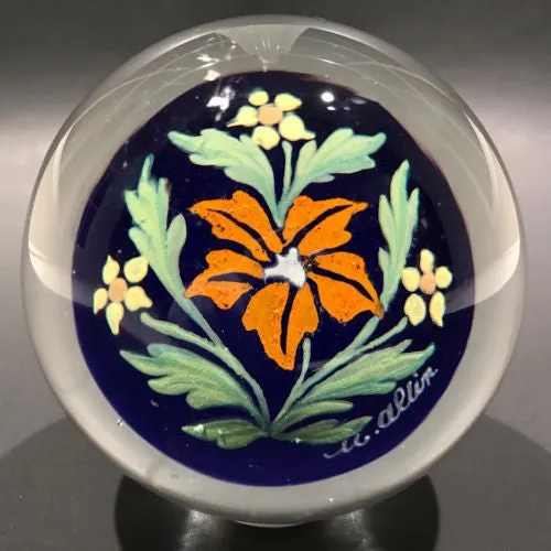 Vintage Murano Art Glass Paperweight Rare Hand Painted Encased Plaque
