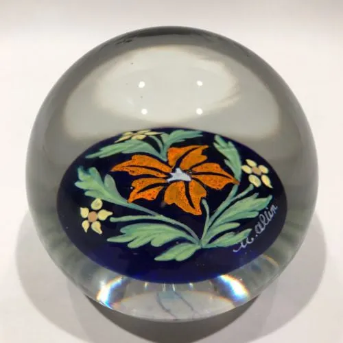 Vintage Murano Art Glass Paperweight Rare Hand Painted Encased Plaque