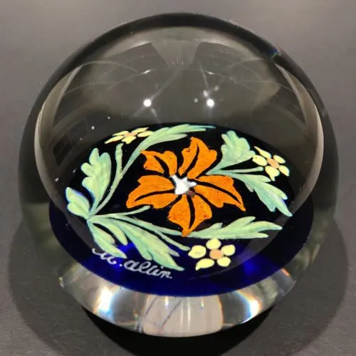 Vintage Murano Art Glass Paperweight Rare Hand Painted Encased Plaque