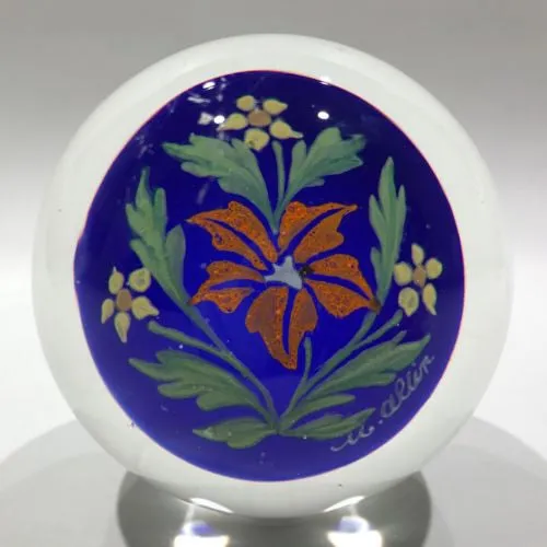 Vintage Murano Art Glass Paperweight Rare Hand Painted Encased Plaque