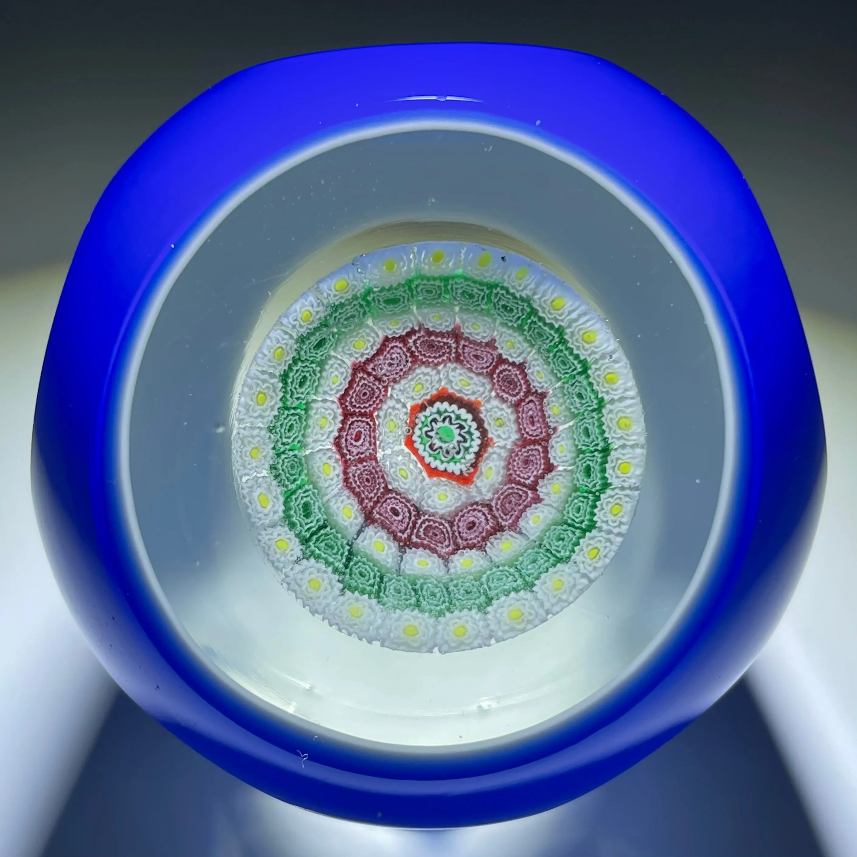 Vintage Murano Galliano Ferro Concentric Millefiori with Faceted Double Overlay