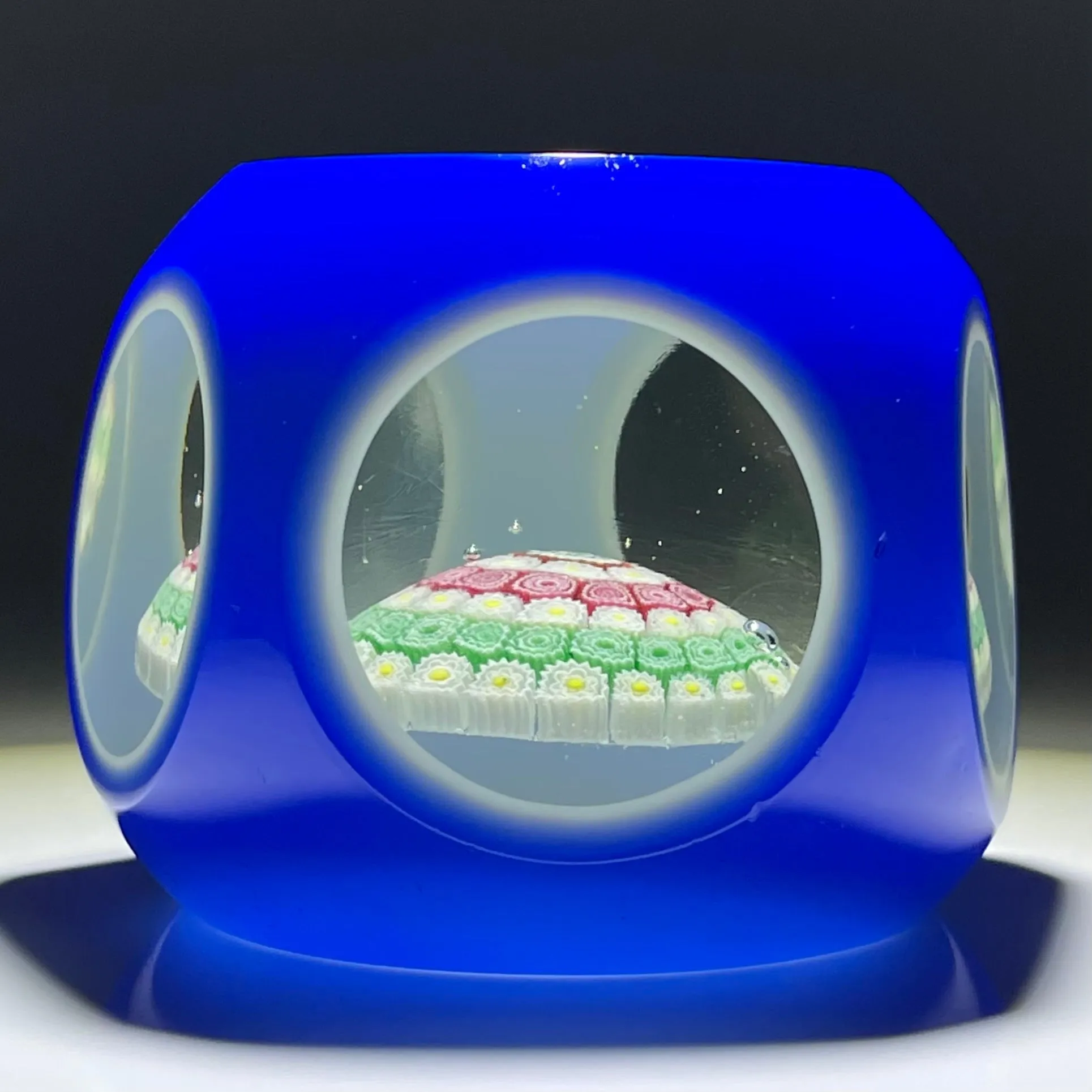 Vintage Murano Galliano Ferro Concentric Millefiori with Faceted Double Overlay
