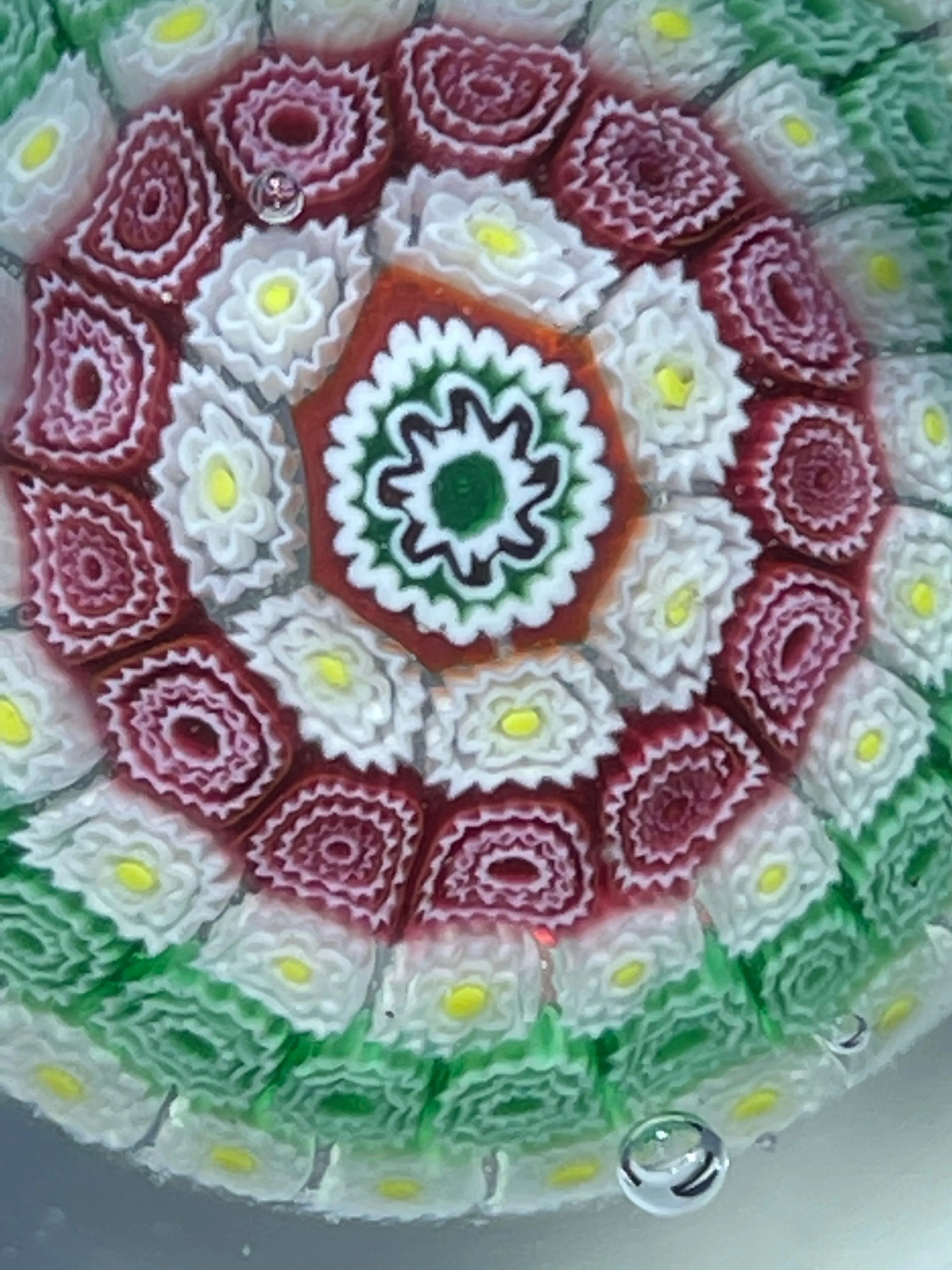 Vintage Murano Galliano Ferro Concentric Millefiori with Faceted Double Overlay