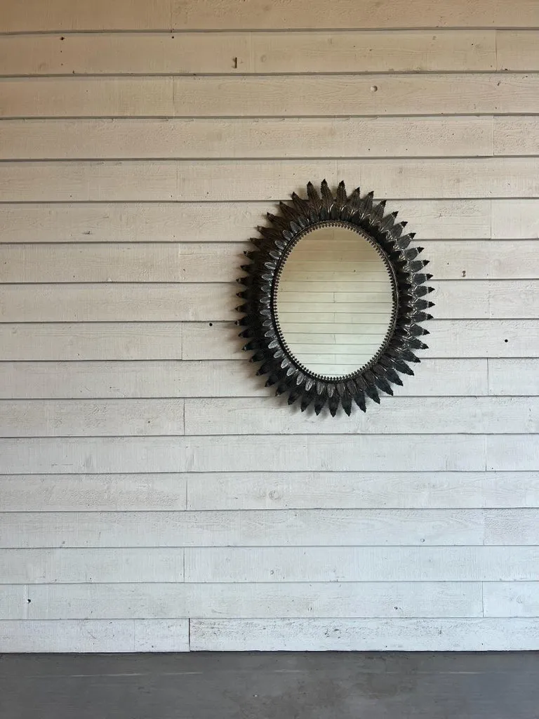 Vintage Spanish Mirror with Metal Leaf Detail