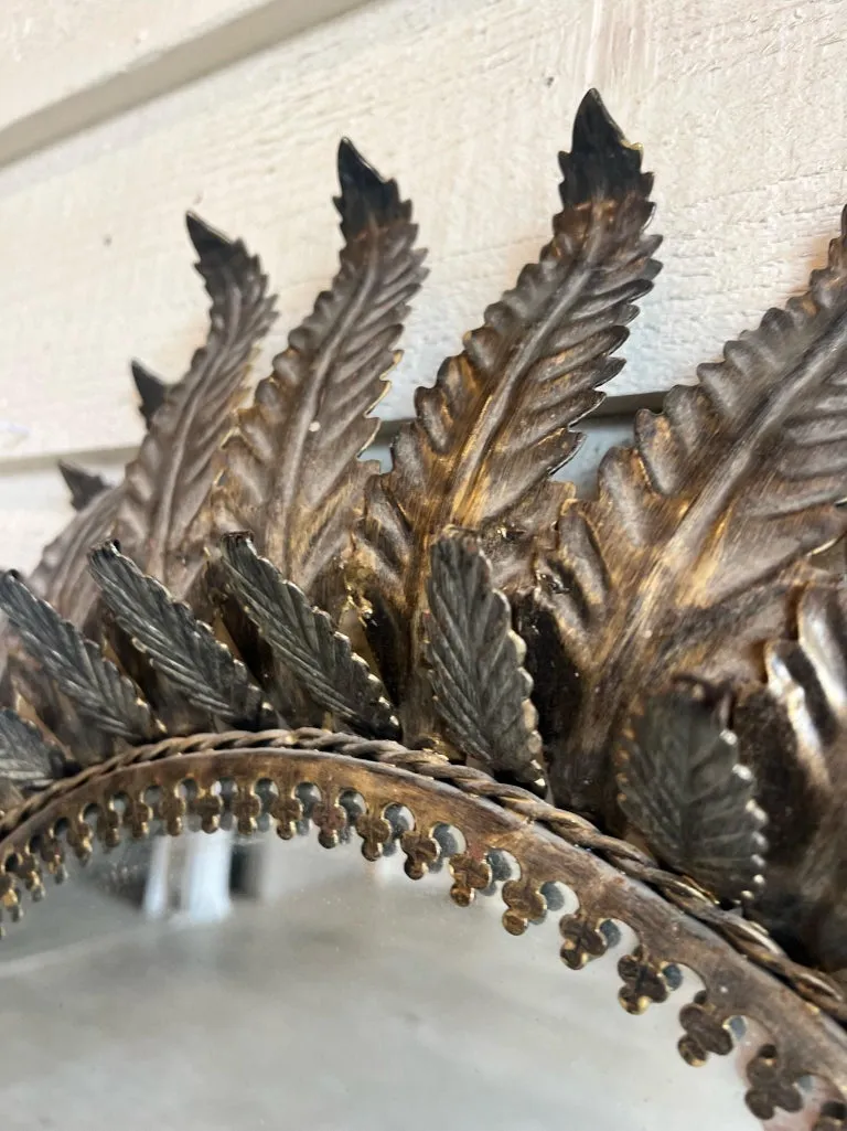 Vintage Spanish Mirror with Metal Leaf Detail