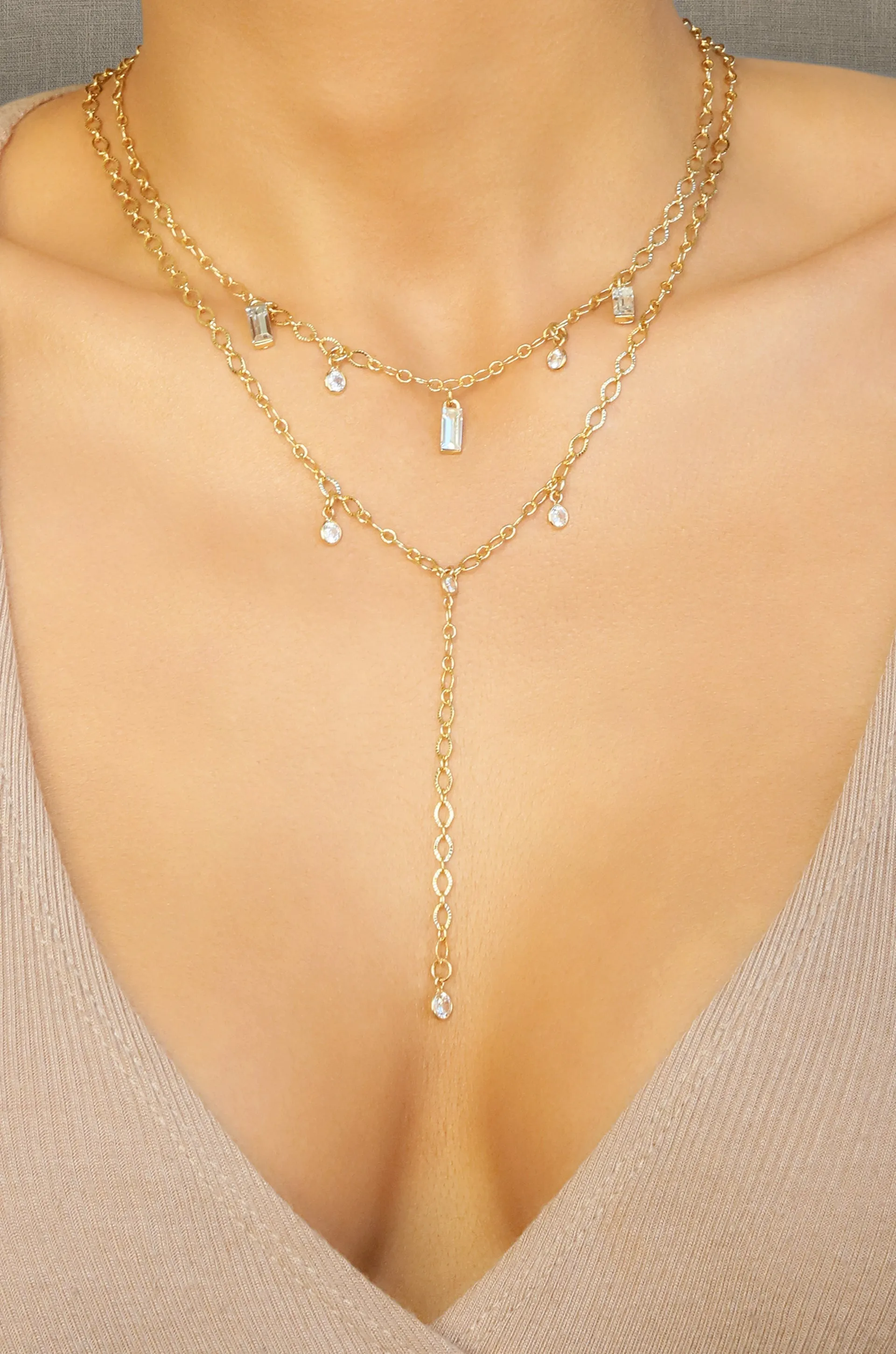VIP Crystal 18k Gold Plated Layering Necklace Set