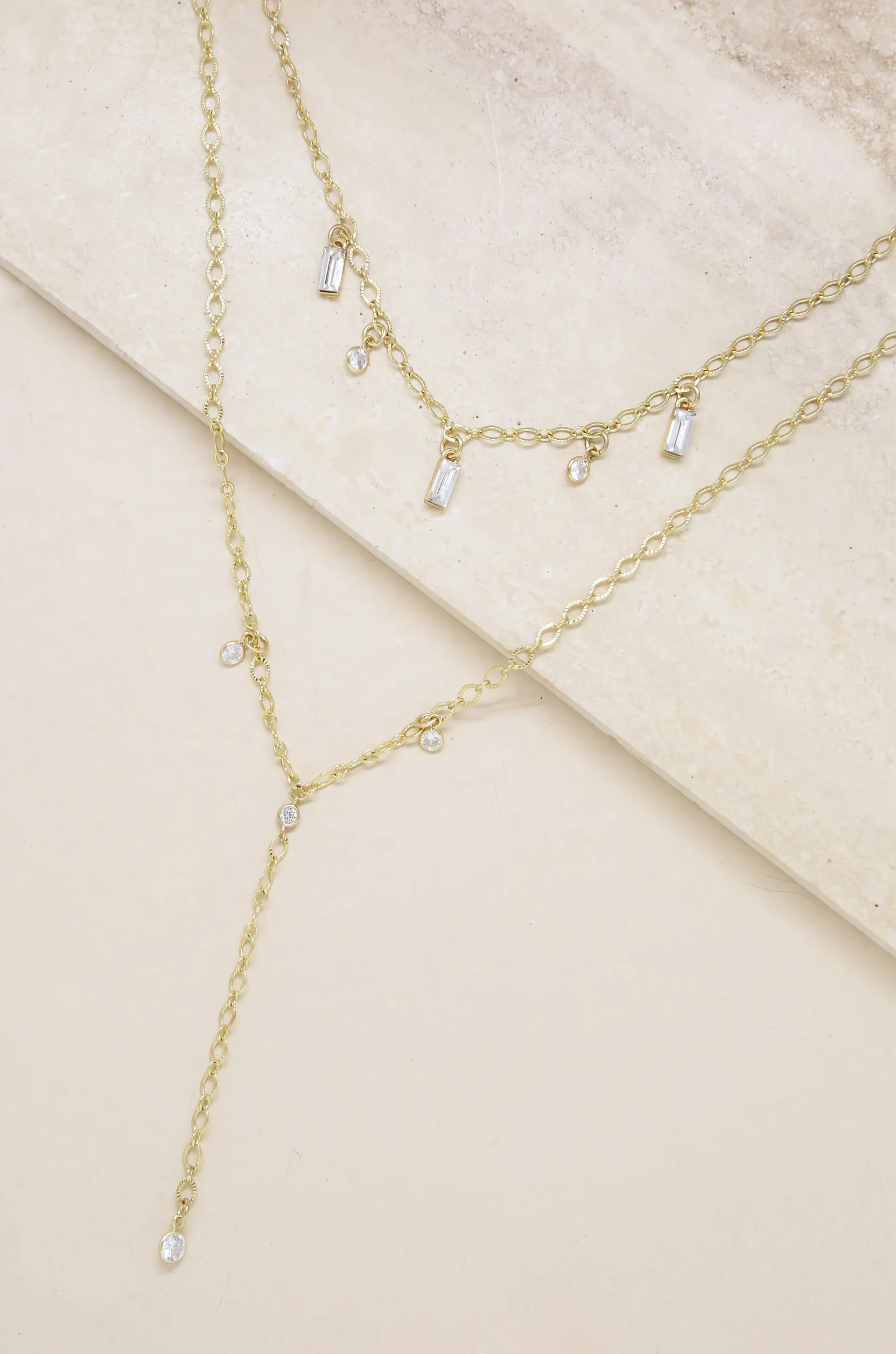 VIP Crystal 18k Gold Plated Layering Necklace Set