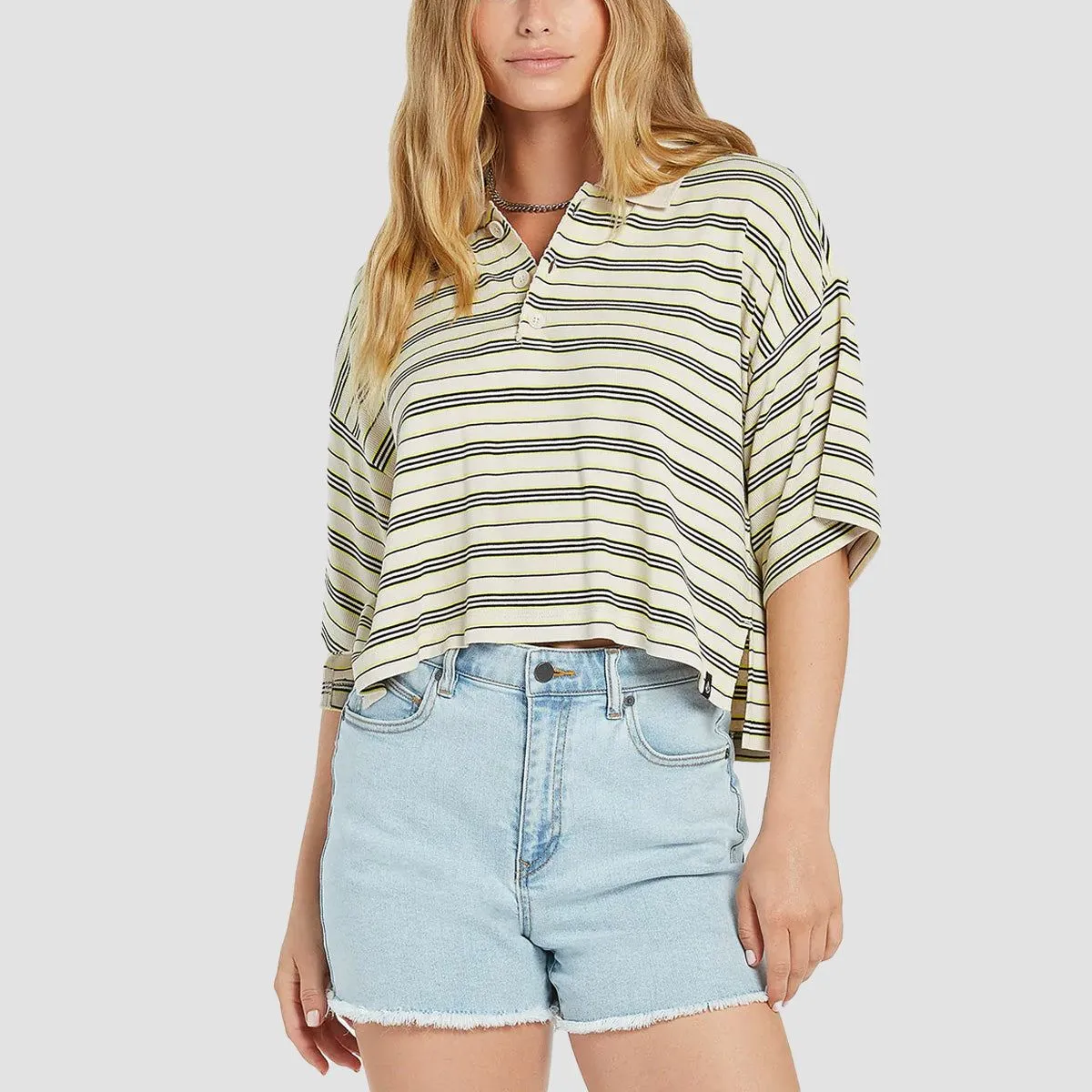 Volcom Popztone Short Sleeve Polo Shirt Bone - Womens