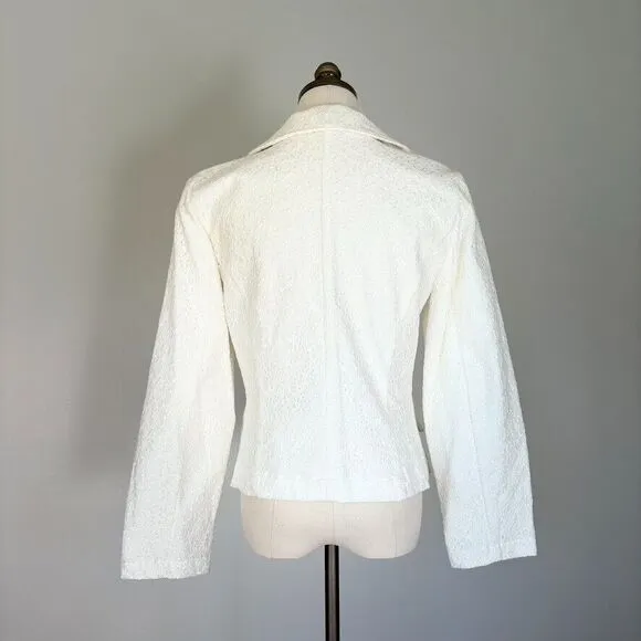 Vtg Suzette Floral Lace Cutaway Blazer Boxy Bell Sleeve Capsule Bridal Size 10
