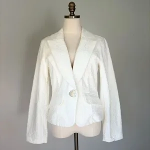Vtg Suzette Floral Lace Cutaway Blazer Boxy Bell Sleeve Capsule Bridal Size 10