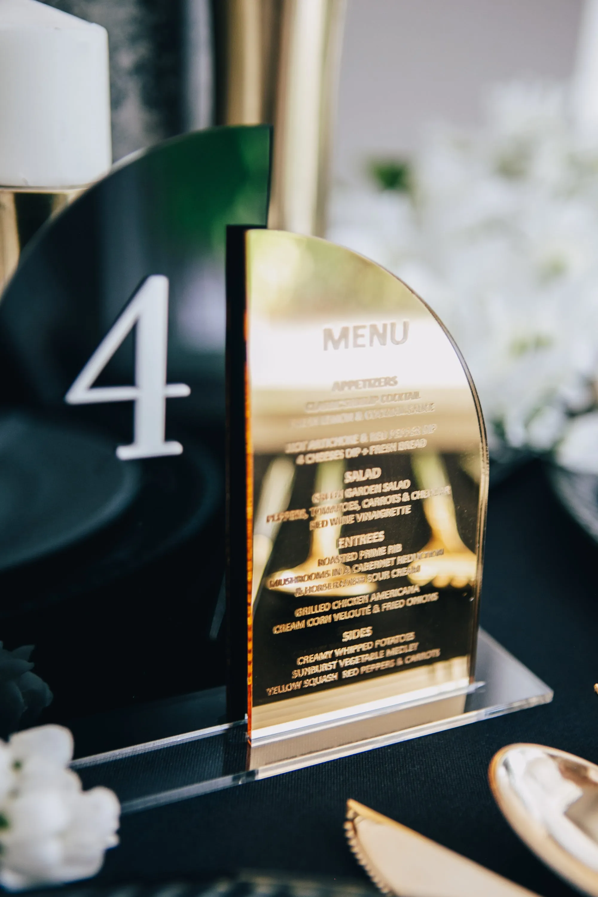 Wedding Menu Table Numbers